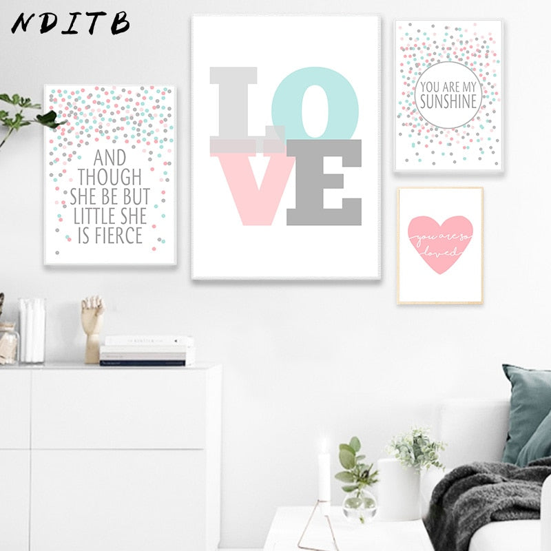 Love Dots Nursery Canvas Posters