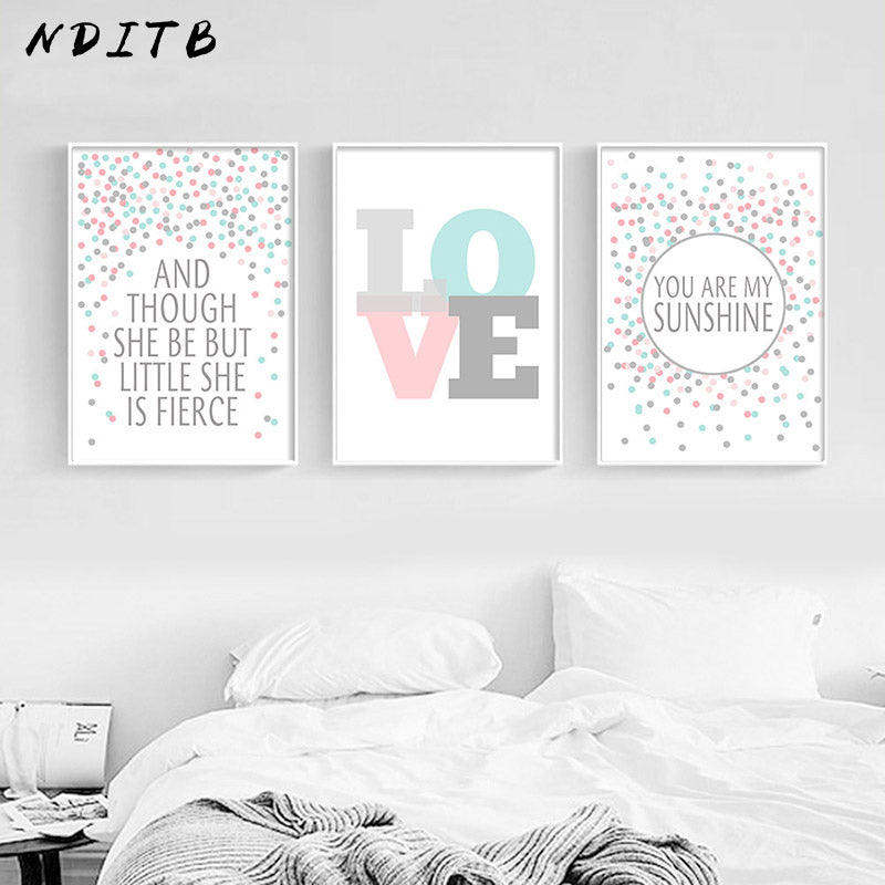 Love Dots Nursery Canvas Posters