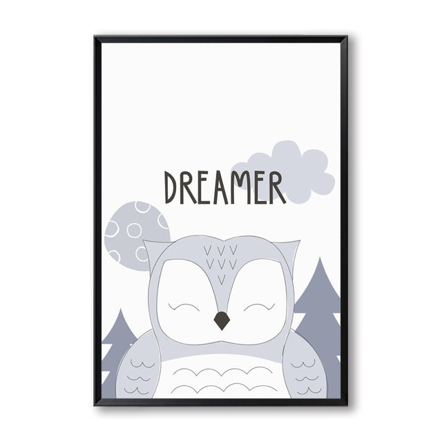Nordic Hello Animals Nursery Canvas Posters