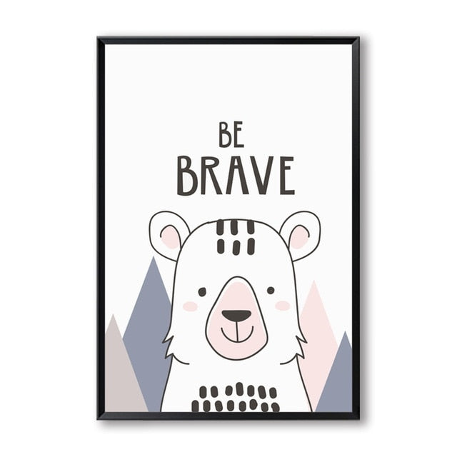 Nordic Hello Animals Nursery Canvas Posters