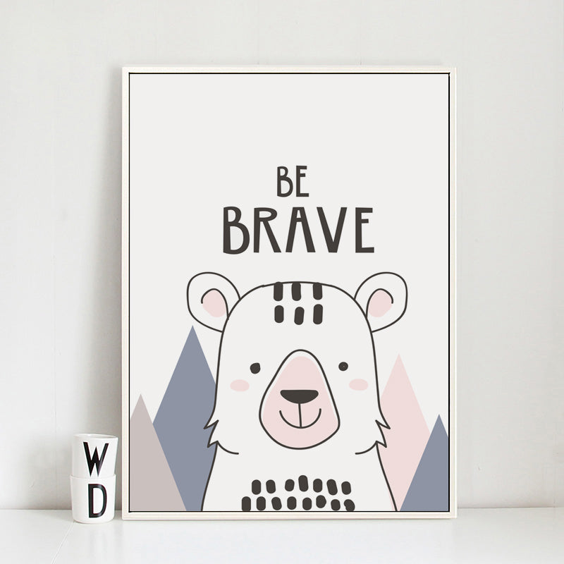 Nordic Hello Animals Nursery Canvas Posters