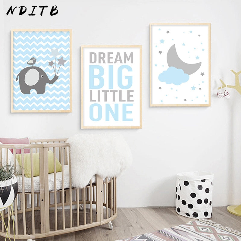 Blue Cloud Nursery Canvas Posters