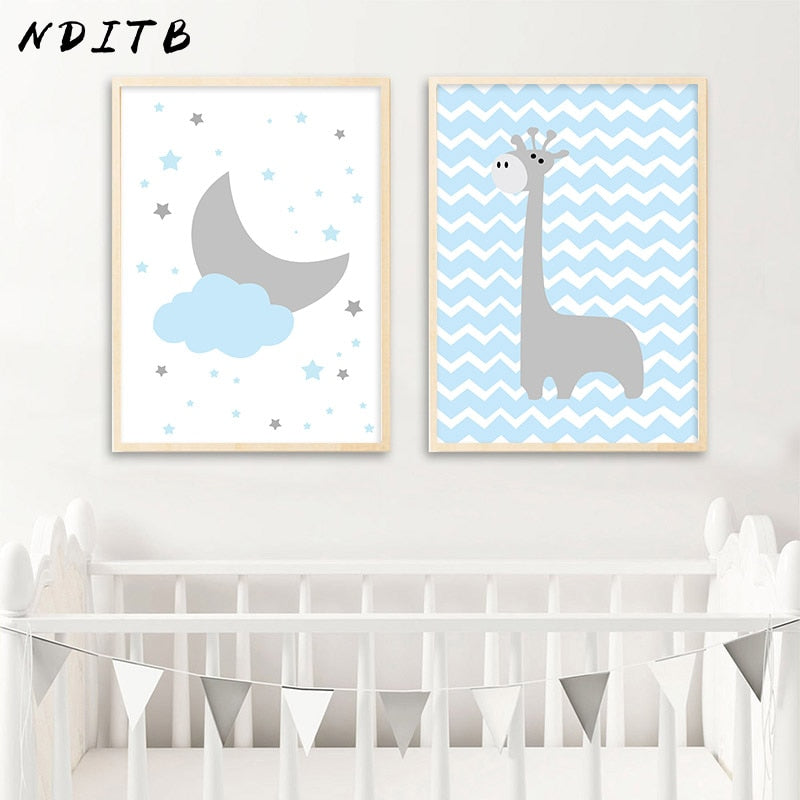 Blue Cloud Nursery Canvas Posters