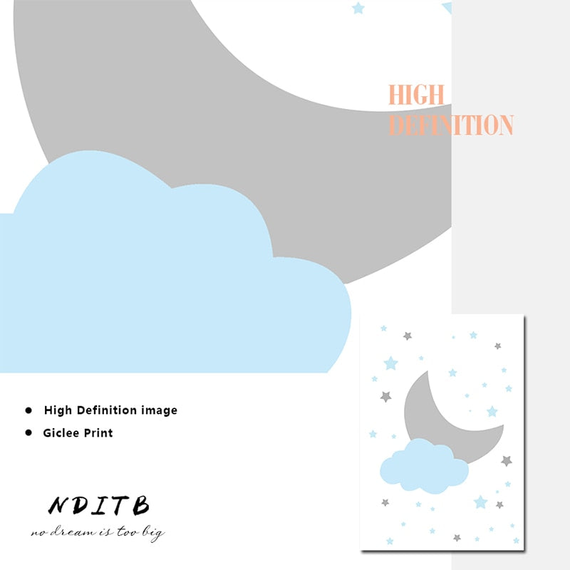 Blue Cloud Nursery Canvas Posters