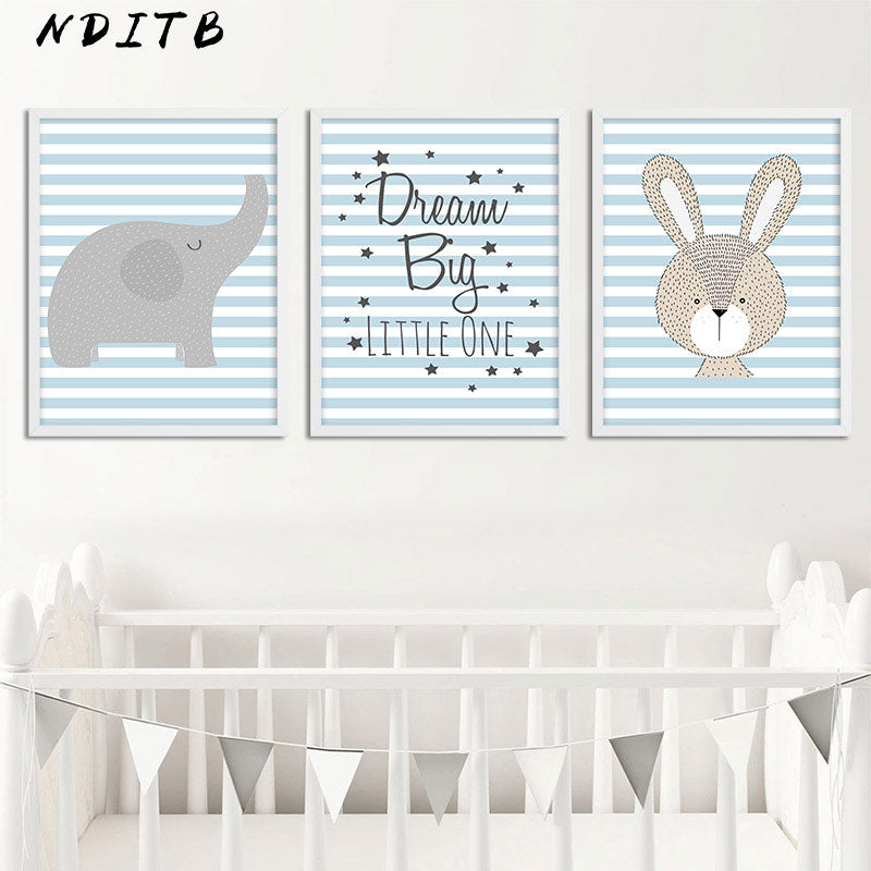 Dream Big Stripes Nursery Canvas Posters