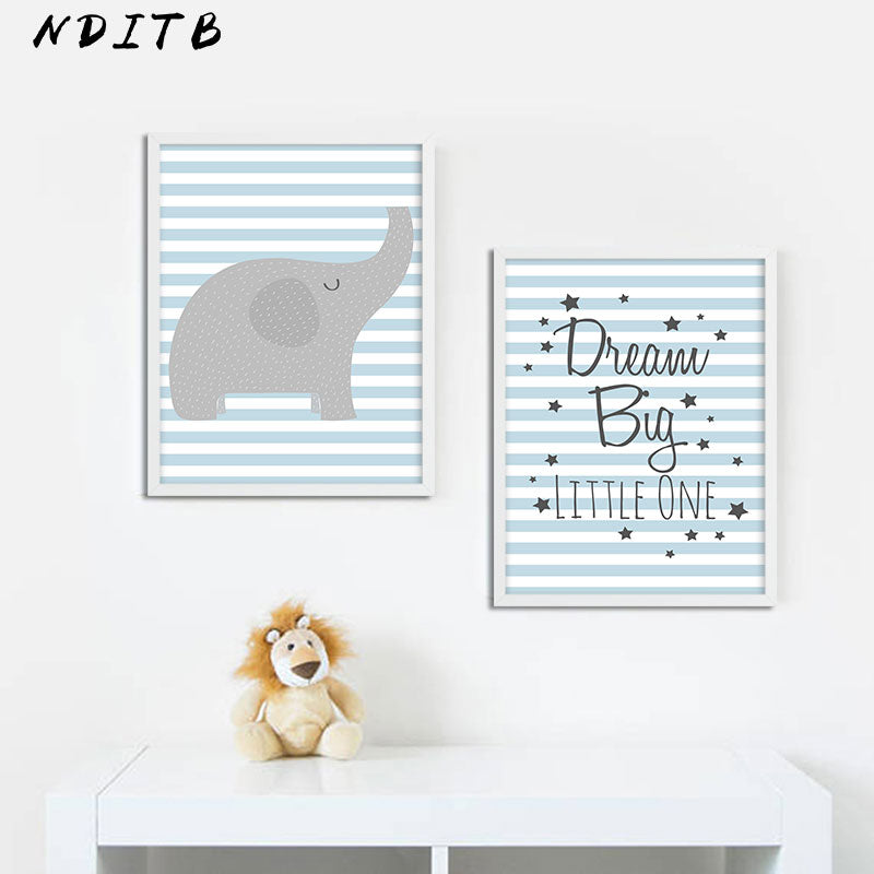 Dream Big Stripes Nursery Canvas Posters