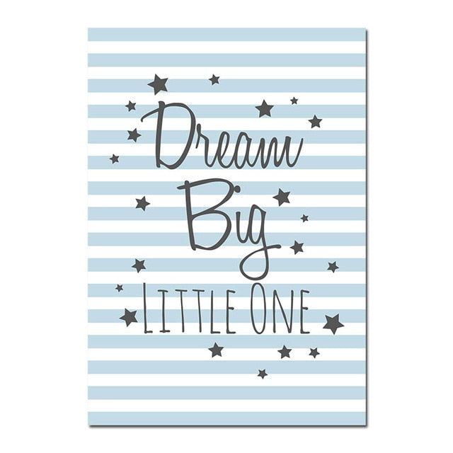 Dream Big Stripes Nursery Canvas Posters