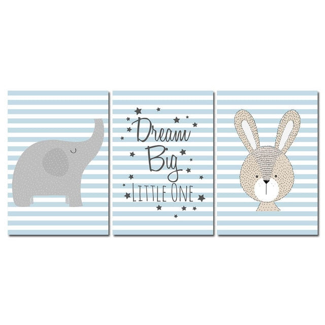 Dream Big Stripes Nursery Canvas Posters