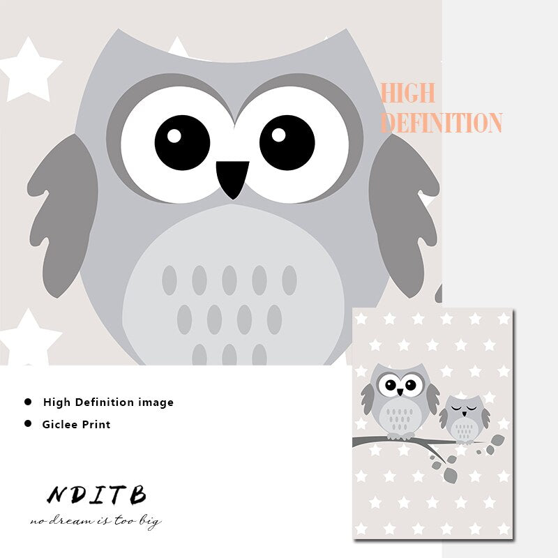 Dream Big Owl Nursery Canvas Posters