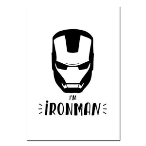 Black And White Superheroes Nursery Canvas Posters