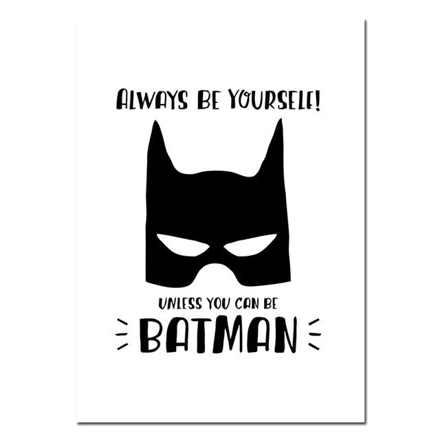 Black And White Superheroes Nursery Canvas Posters