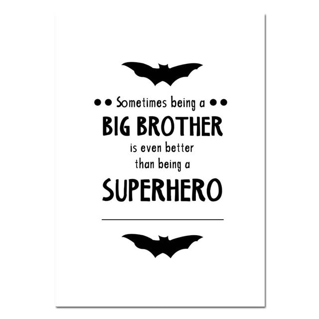 Black And White Superheroes Nursery Canvas Posters