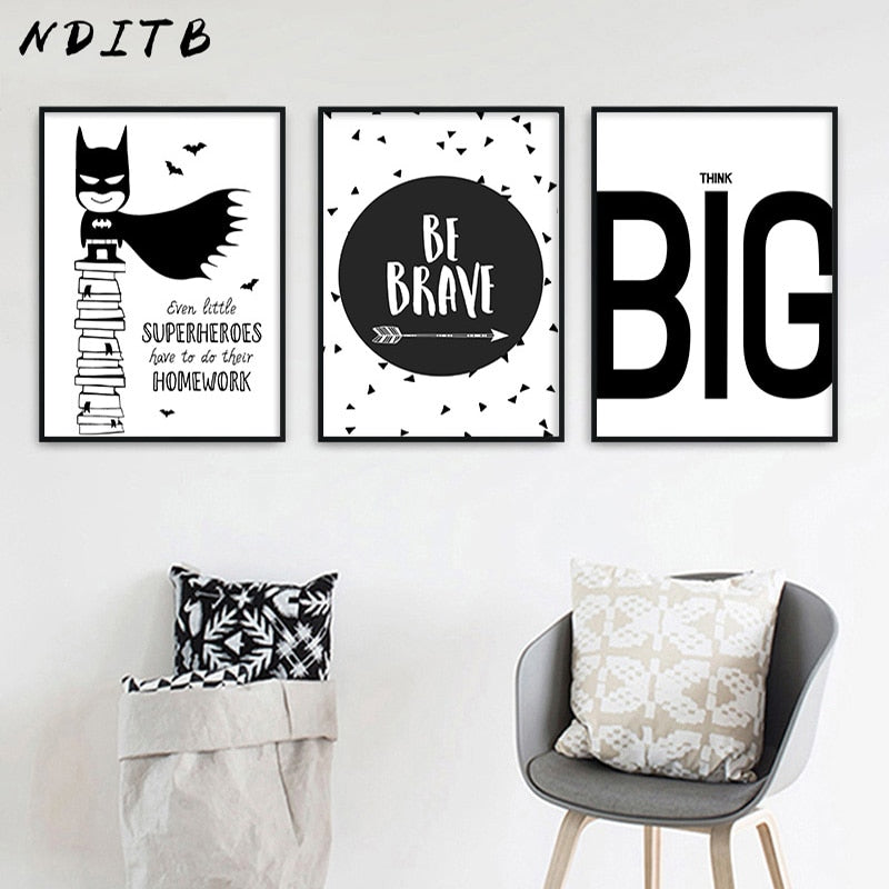 Be Brave Batman Nursery Canvas Posters