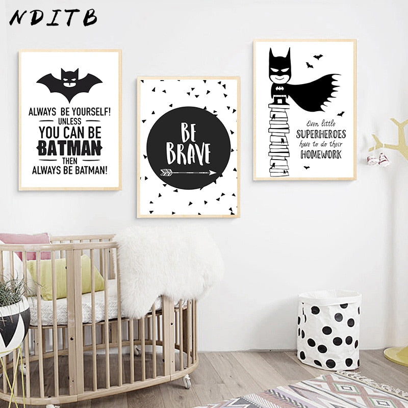 Be Brave Batman Nursery Canvas Posters