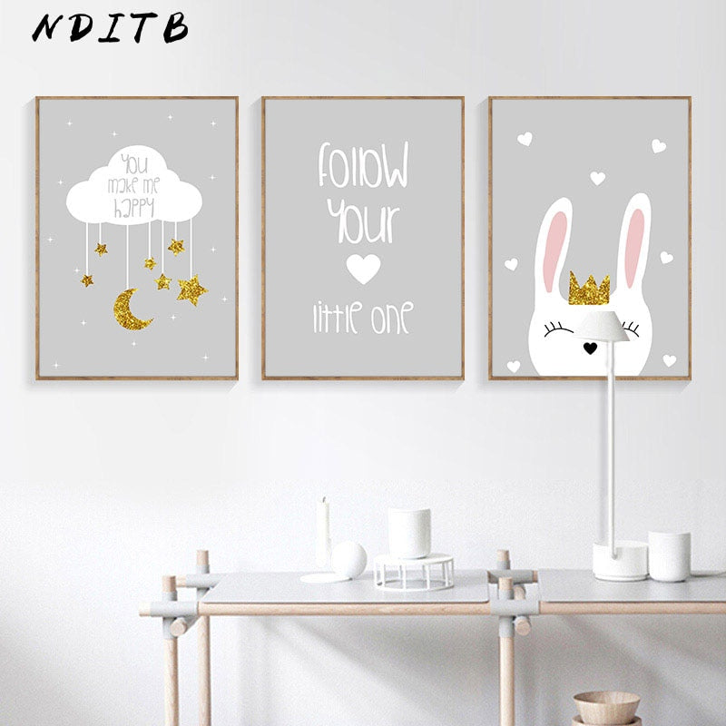 Follow You Heart Nursery Canvas Posters