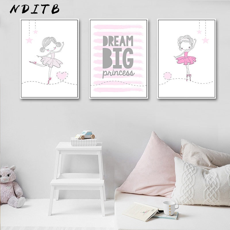 Ballet Dance Girl Nursery Canvas Posters