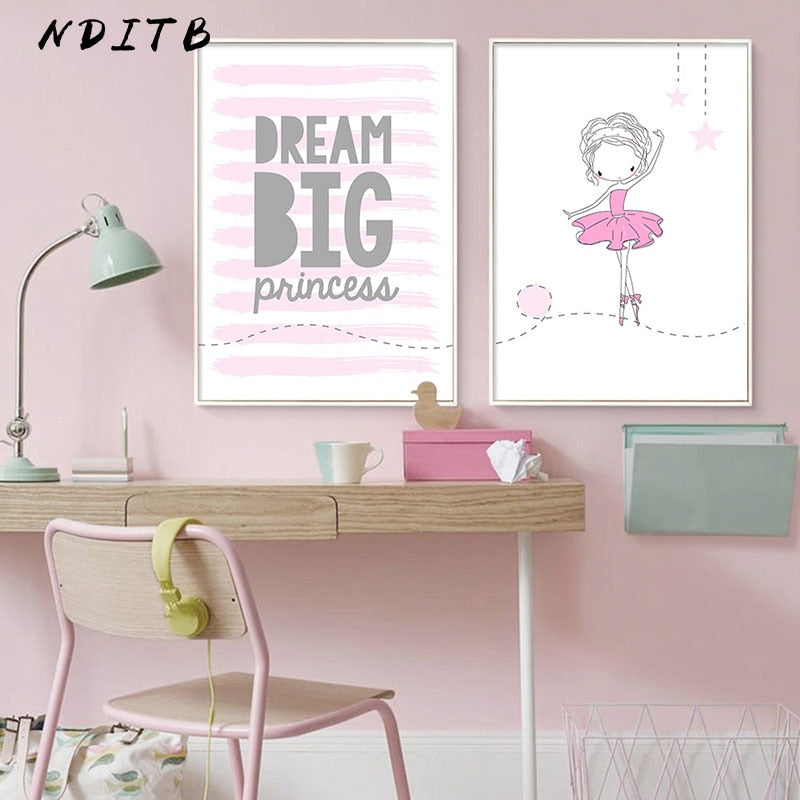 Ballet Dance Girl Nursery Canvas Posters