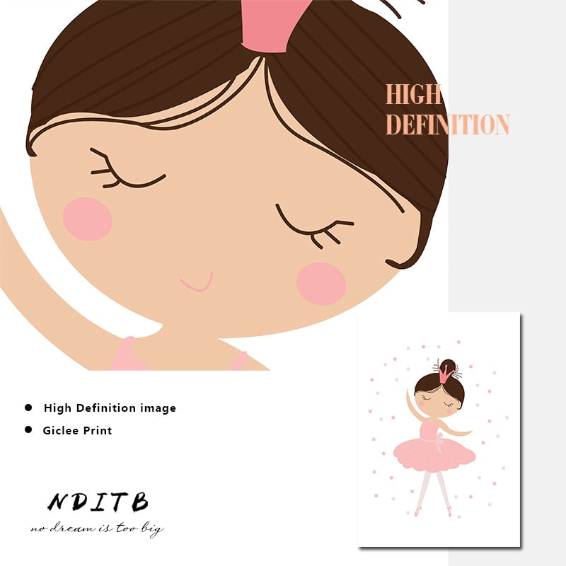 Swan And Girl Nursery Canvas Posters