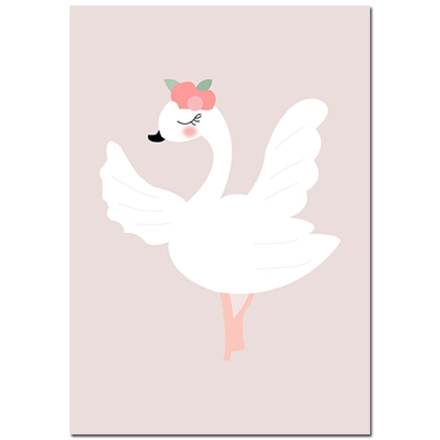 Swan And Girl Nursery Canvas Posters