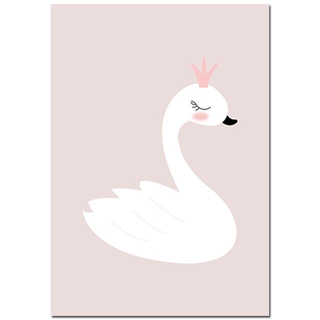 Swan And Girl Nursery Canvas Posters