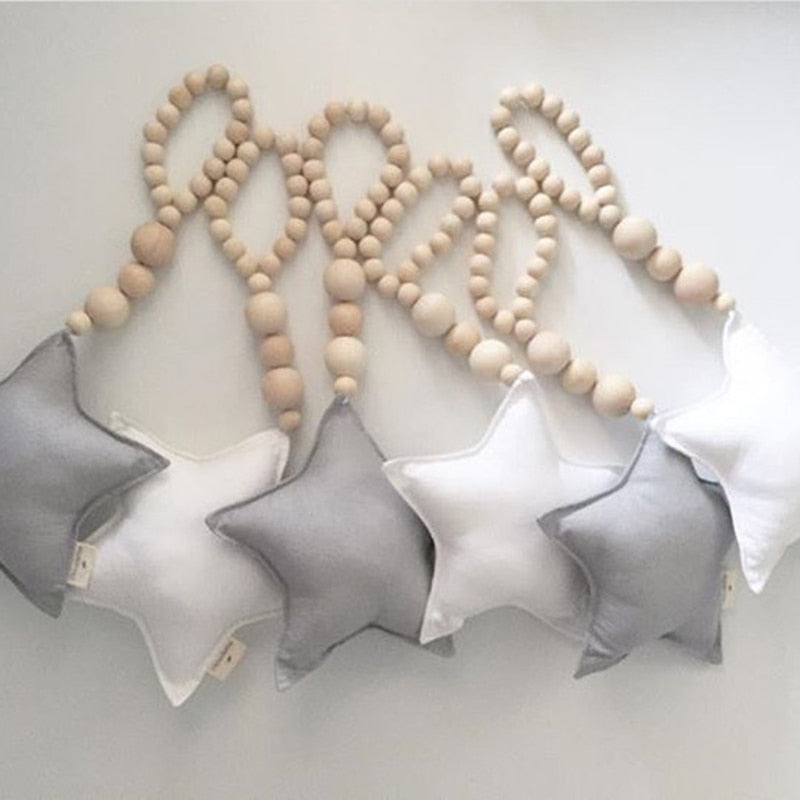 Moon Star Heart Wooden Beads Ornaments