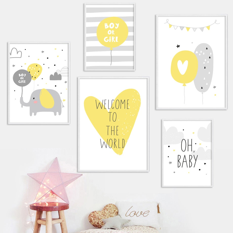 Oh Baby Balloons Nursery Canvas Posters