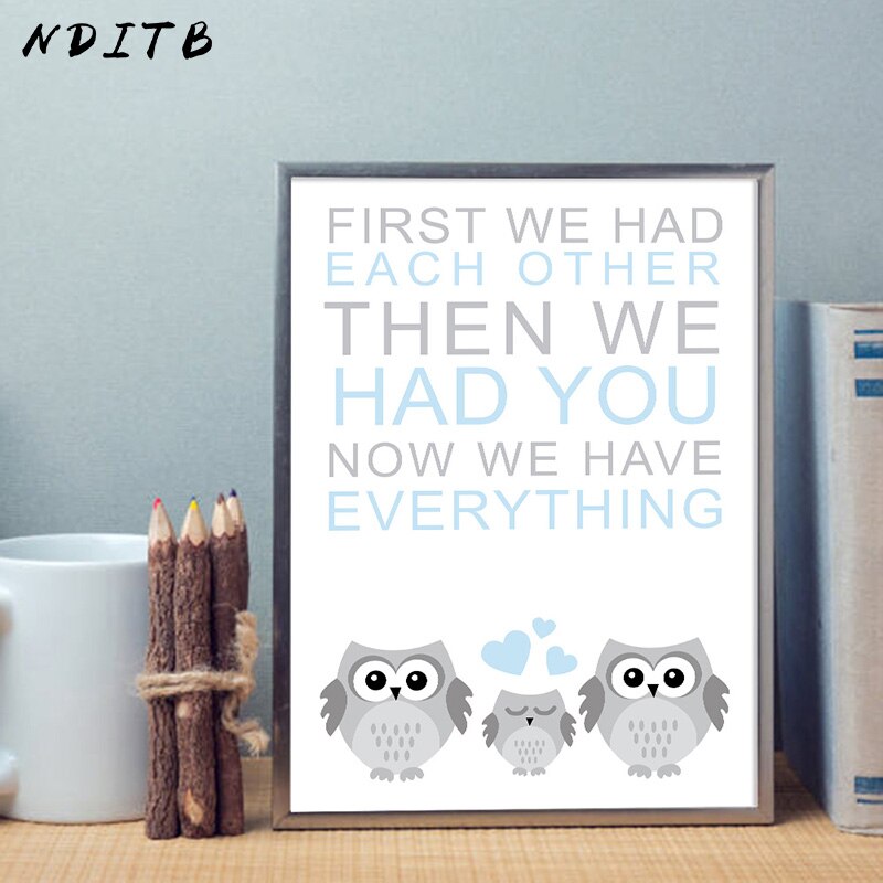 Navy Blue Owls Nursery Canvas Posters