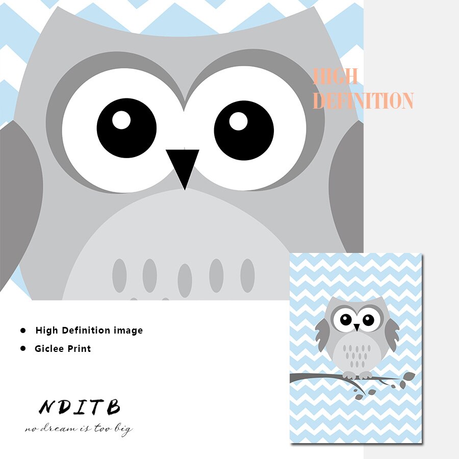 Navy Blue Owls Nursery Canvas Posters