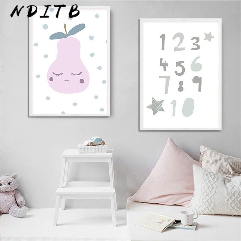 Pear And Numbers Nursery Canvas Posters
