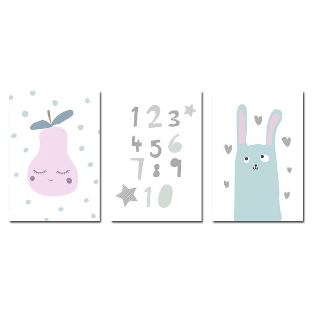 Pear And Numbers Nursery Canvas Posters