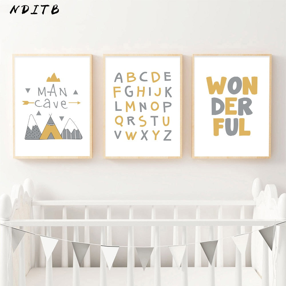 Man Cave Alphabet Nursery Canvas Posters