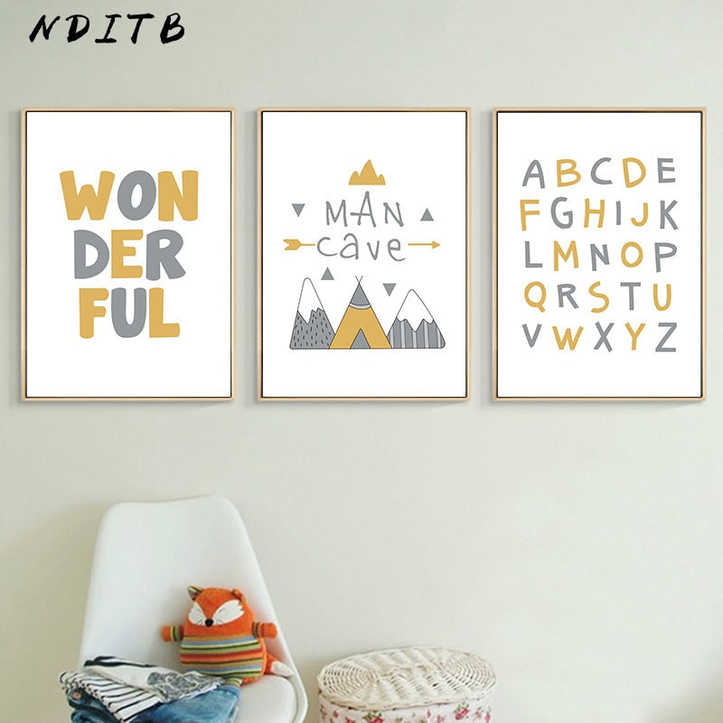 Man Cave Alphabet Nursery Canvas Posters