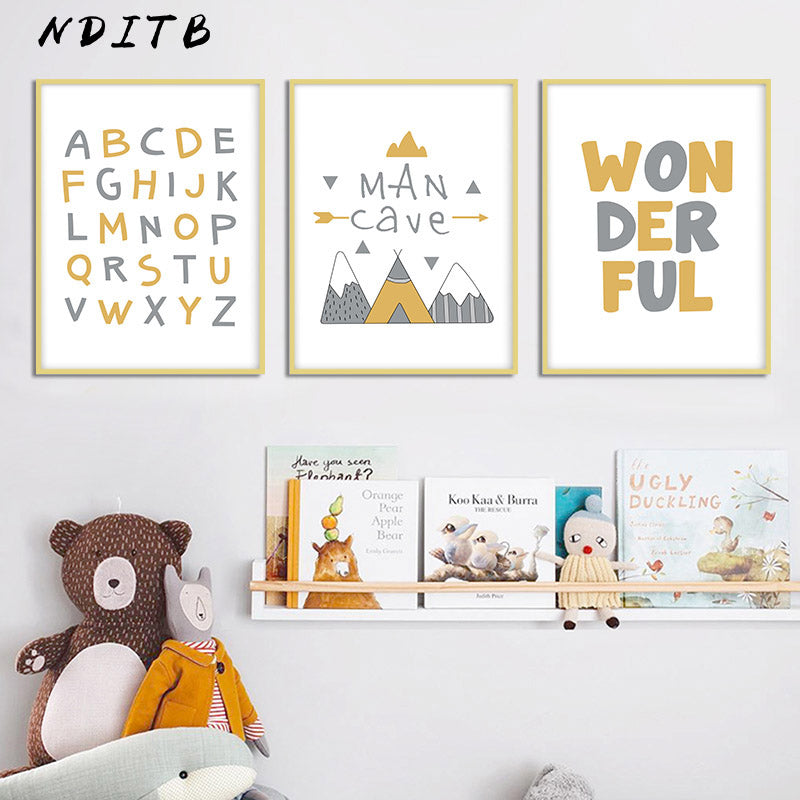 Man Cave Alphabet Nursery Canvas Posters
