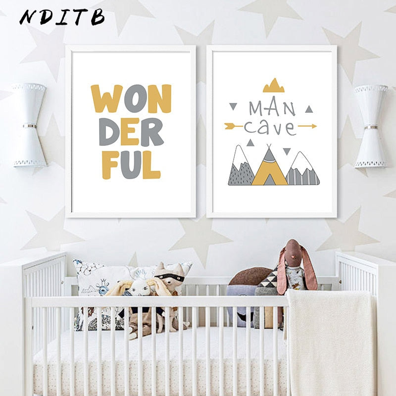 Man Cave Alphabet Nursery Canvas Posters