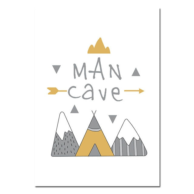 Man Cave Alphabet Nursery Canvas Posters