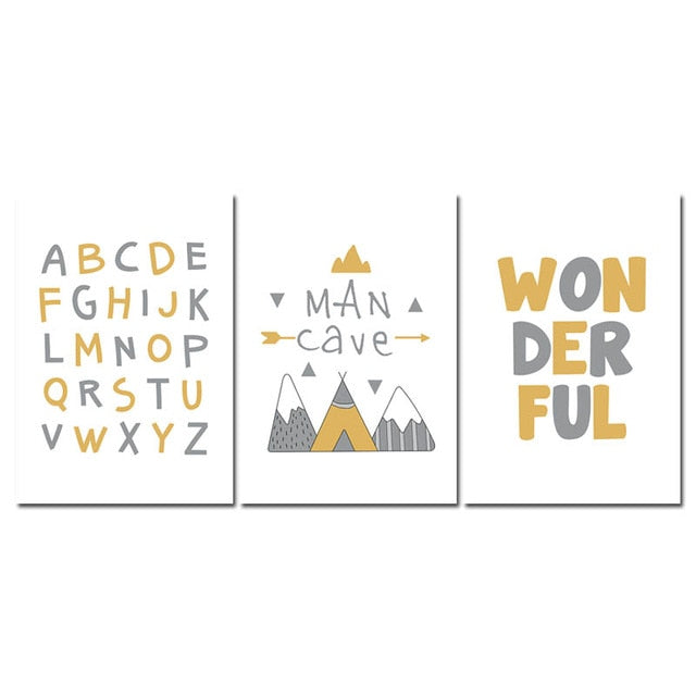 Man Cave Alphabet Nursery Canvas Posters