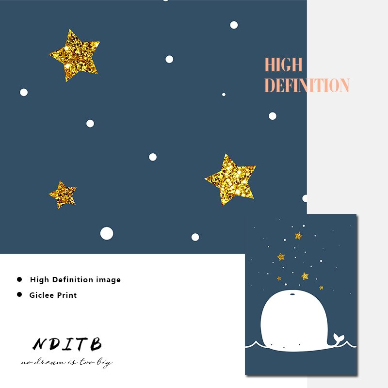 Whale And Moon Nursery Canvas Posters