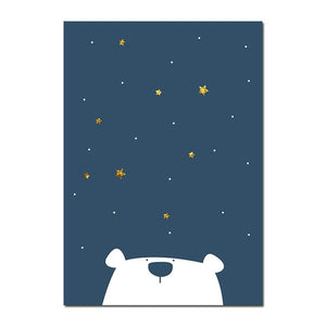 Whale And Moon Nursery Canvas Posters
