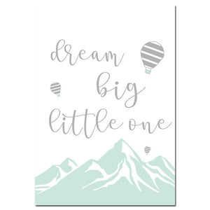 Dream Big Rabbit Nursery Canvas Posters