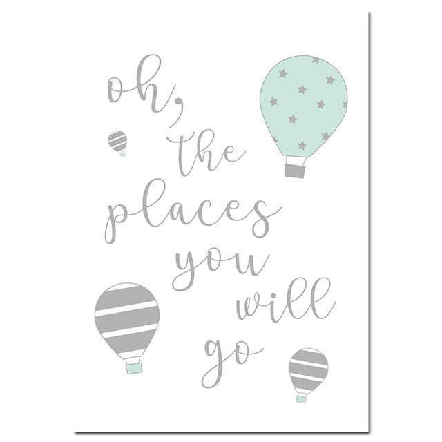 Dream Big Rabbit Nursery Canvas Posters