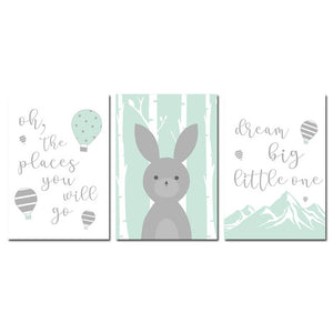 Dream Big Rabbit Nursery Canvas Posters