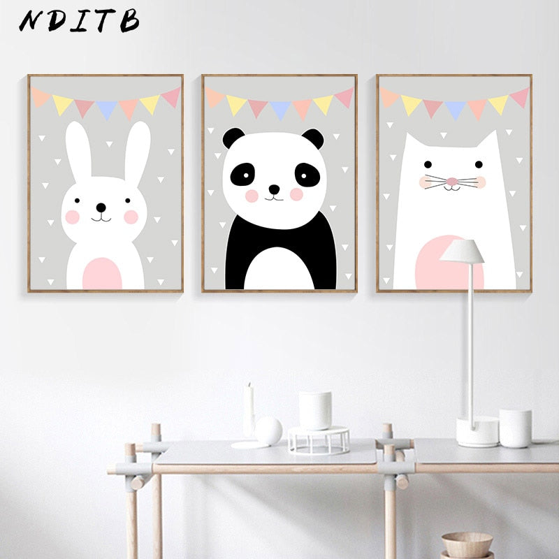 Painting Panda Nursery Canvas Posters