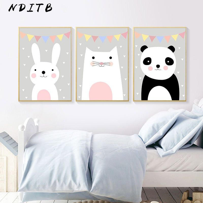 Painting Panda Nursery Canvas Posters