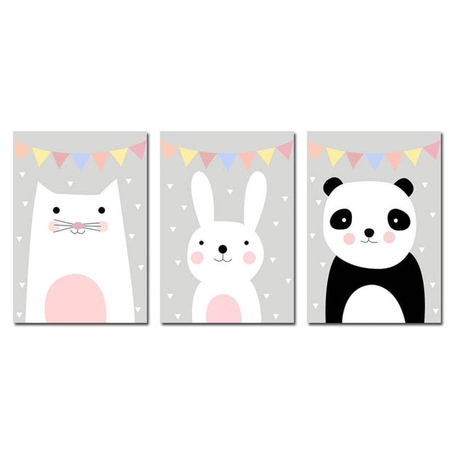 Painting Panda Nursery Canvas Posters