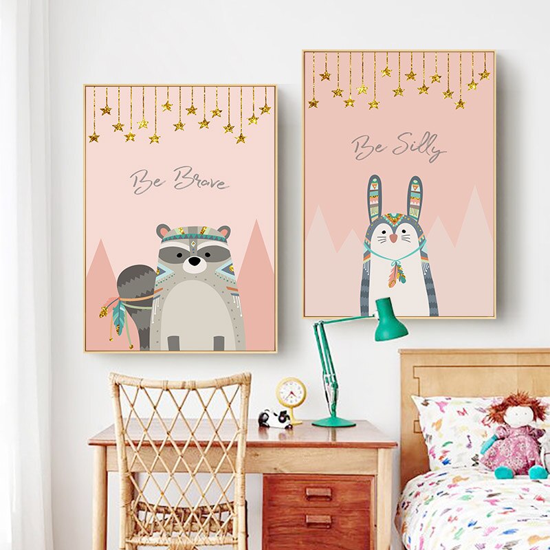 Tribal Animals Nursery Canvas Posters