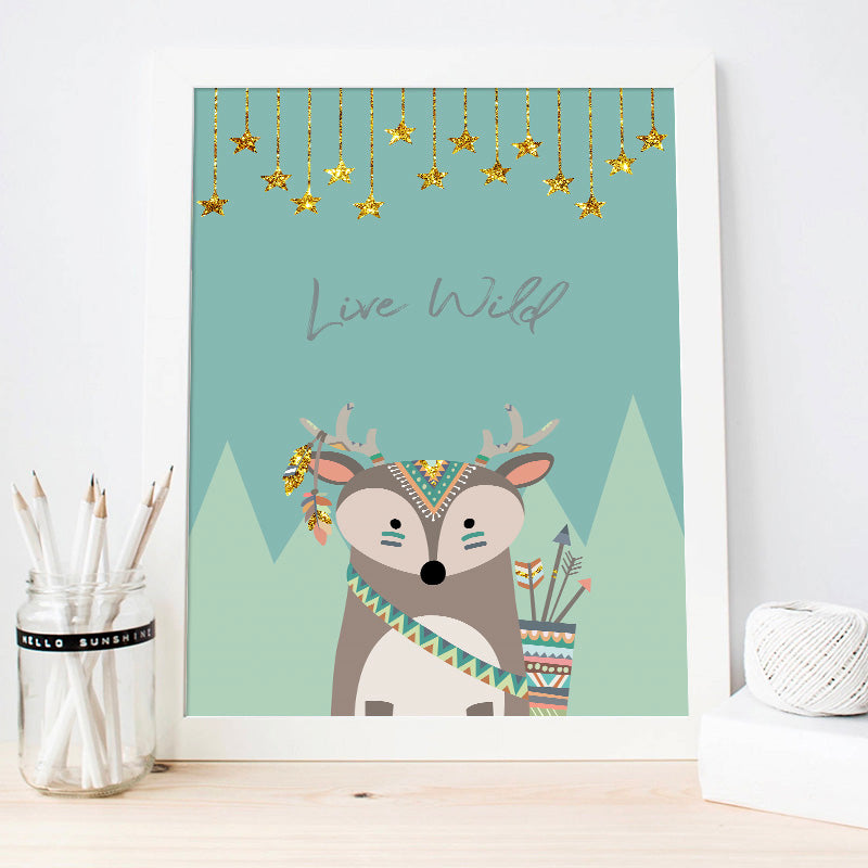 Tribal Animals Nursery Canvas Posters