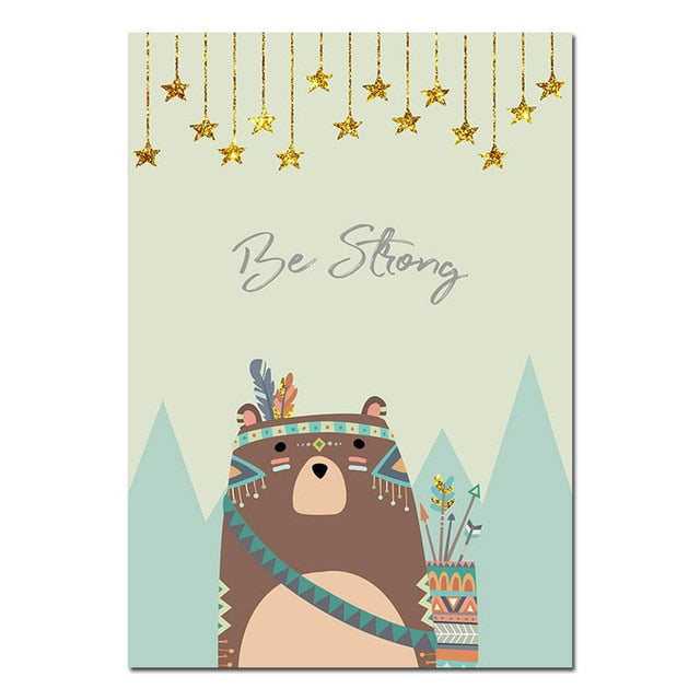 Tribal Animals Nursery Canvas Posters