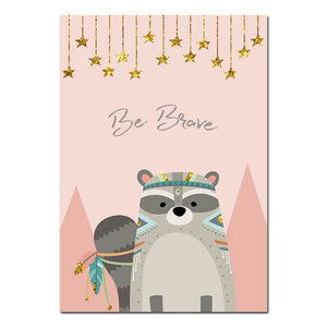 Tribal Animals Nursery Canvas Posters