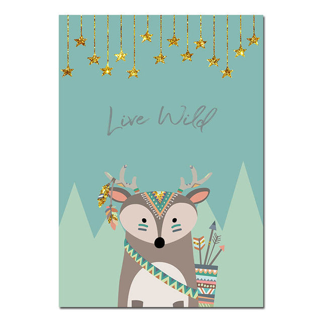 Tribal Animals Nursery Canvas Posters