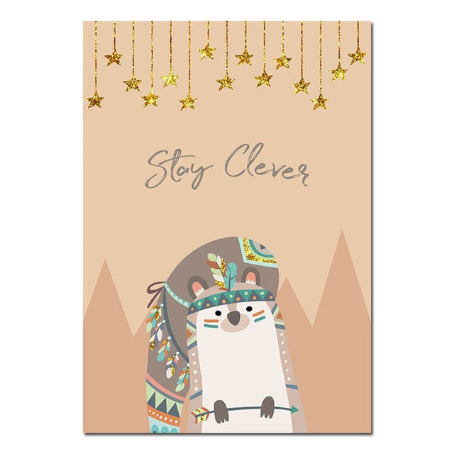 Tribal Animals Nursery Canvas Posters